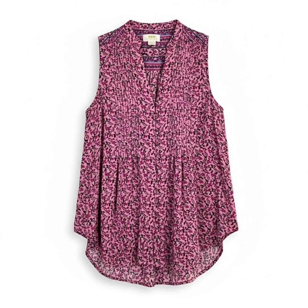 Anthropologie Petunia Pintucked Hi-Lo Sleeveless Tank Blouse